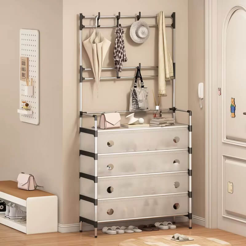 Multifunctional Storage Rack with Hanging Bar