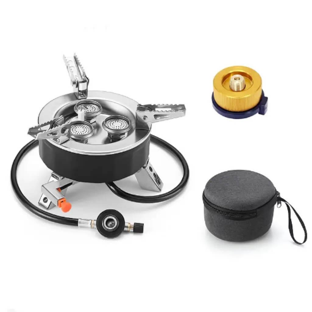 3 Burners Portable Gas Stove | Stainless Steel | + FREE Gas butane