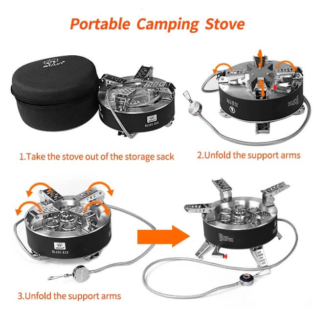 3 Burners Portable Gas Stove | Stainless Steel | + FREE Gas butane