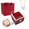 Eternal Rose with Engraved Necklace & Real rose