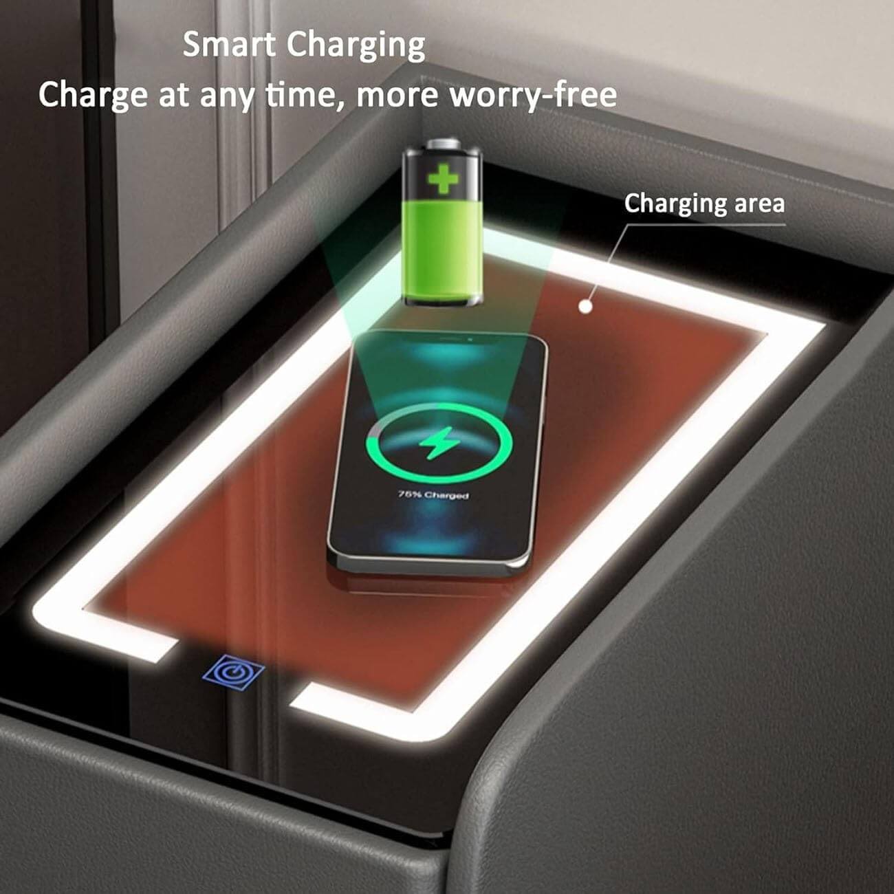 Smart Bedside Table with Wireless Charging, LED Light & Bluetooth Speaker