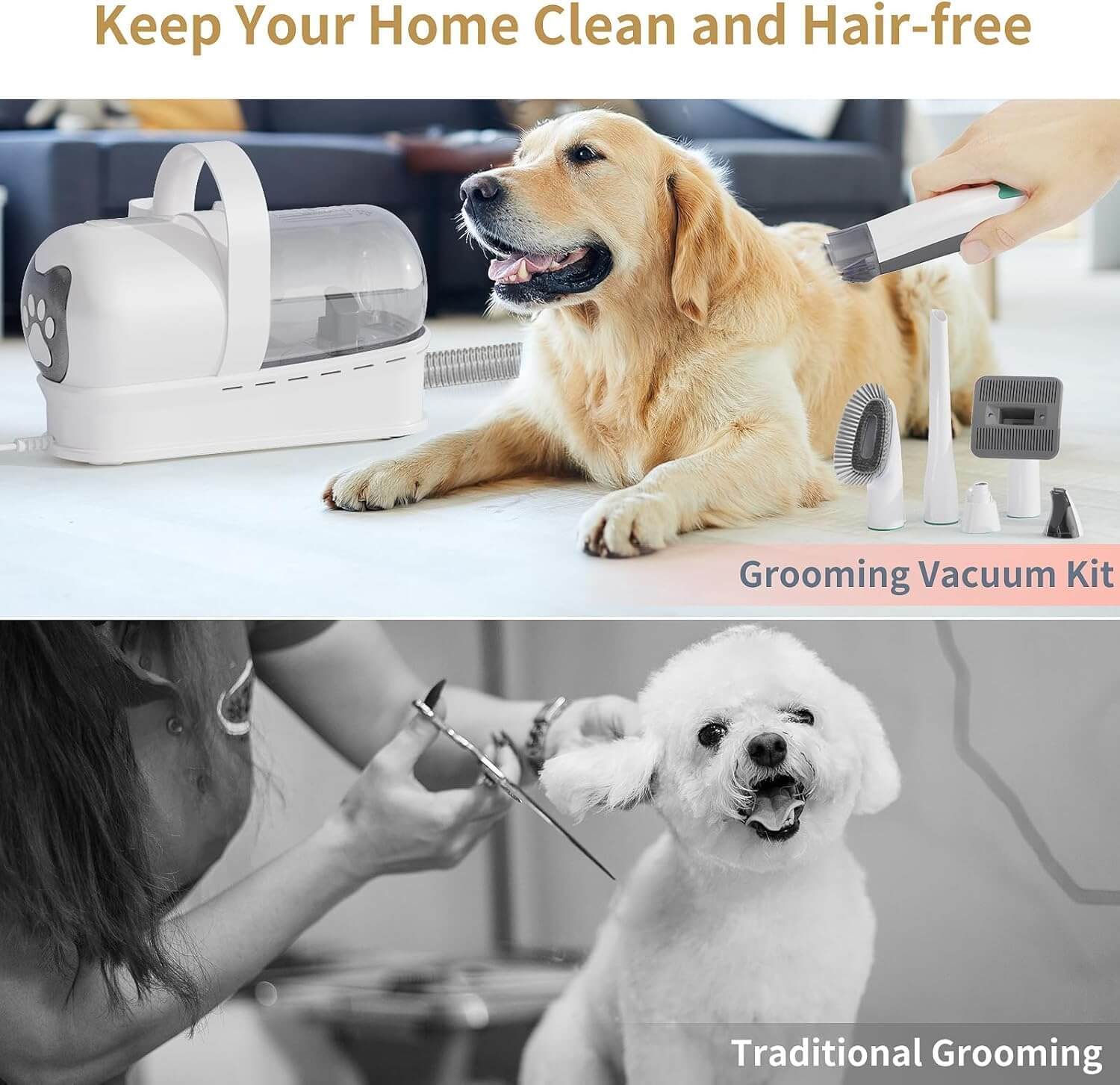 Pet Grooming Vacuum Kit | 7 Pet Grooming Tools