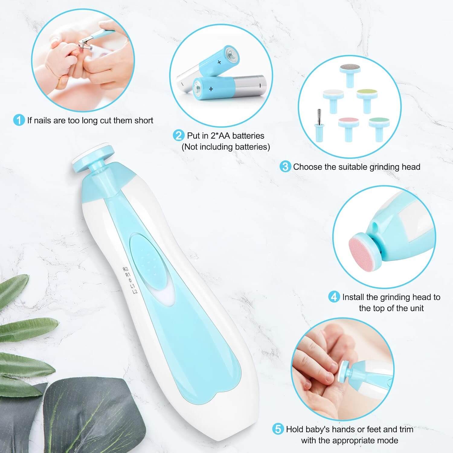 Gentle Electric Baby Nail Trimmer | 6-in-1