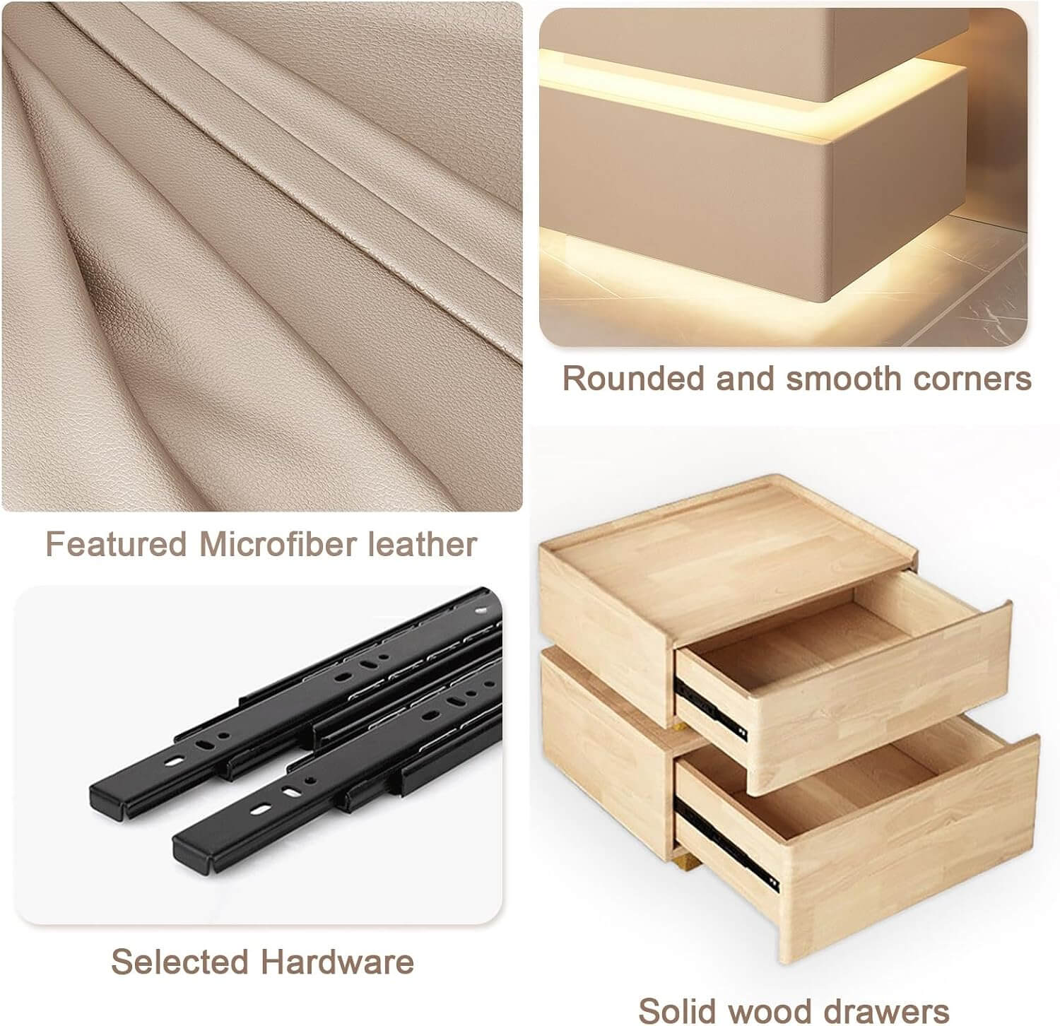 Luxury Floating Smart Bedside Table with Wireless Charging, Digital Password Lock & LED Light
