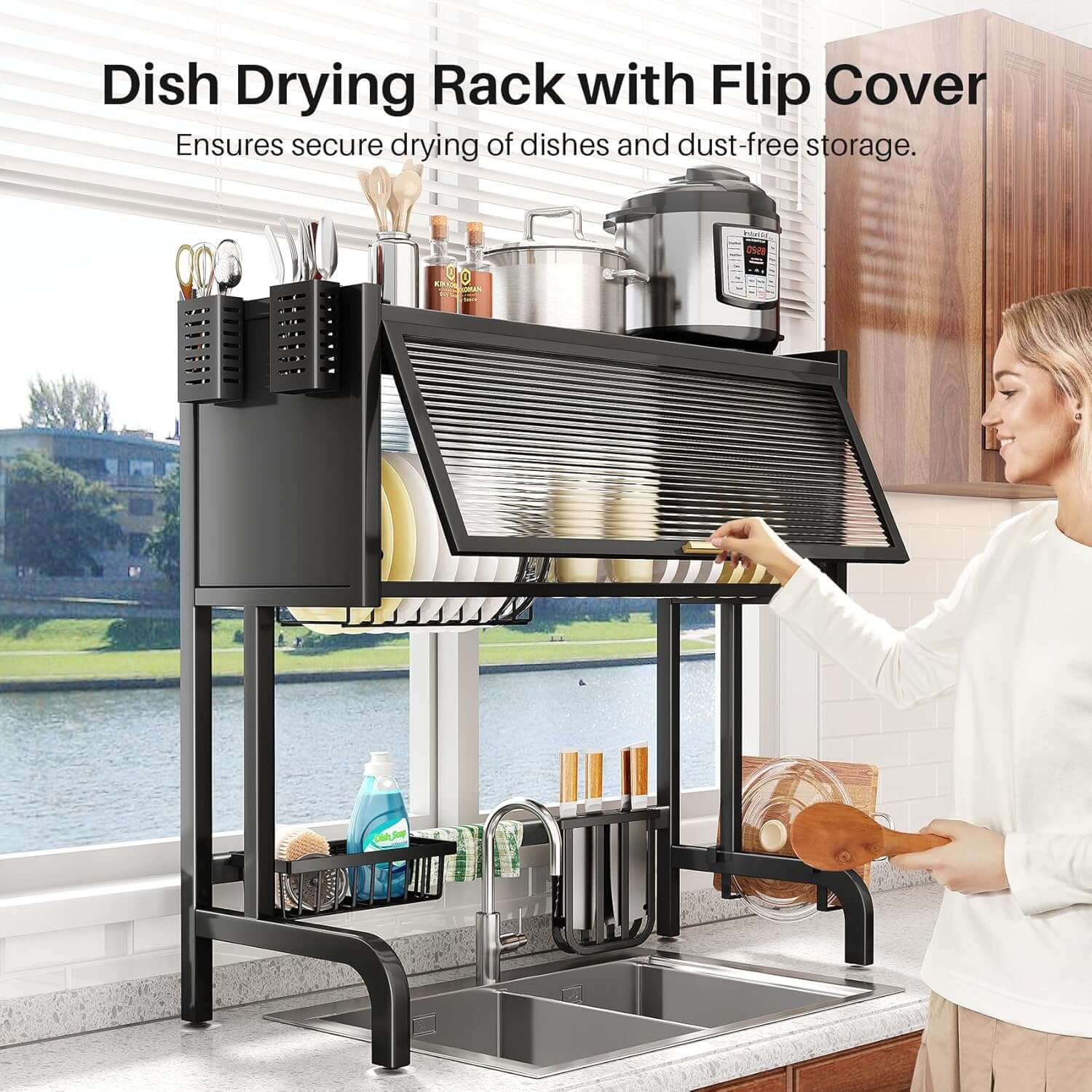 Dish Drying Rack with Storage Organizer