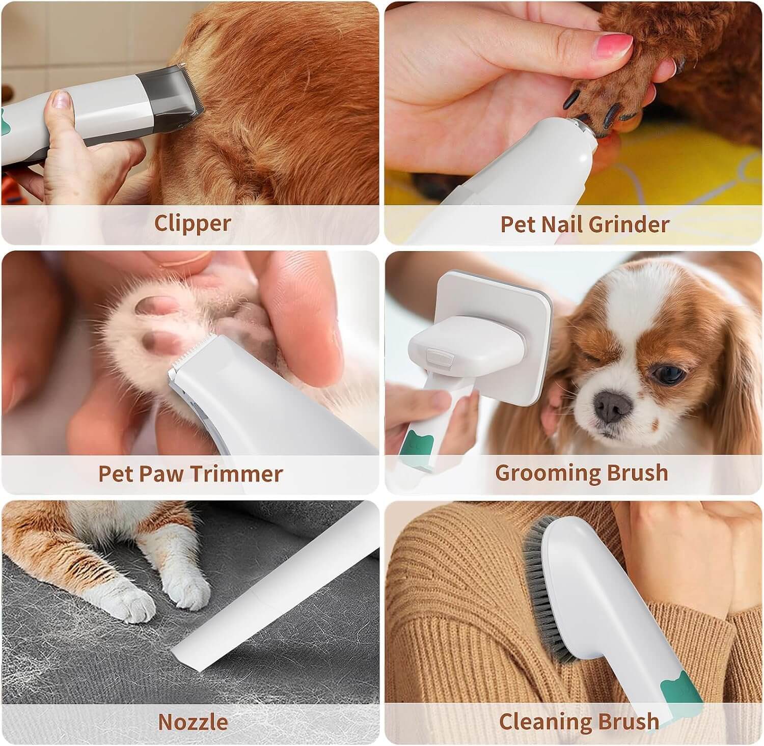 Pet Grooming Vacuum Kit | 7 Pet Grooming Tools