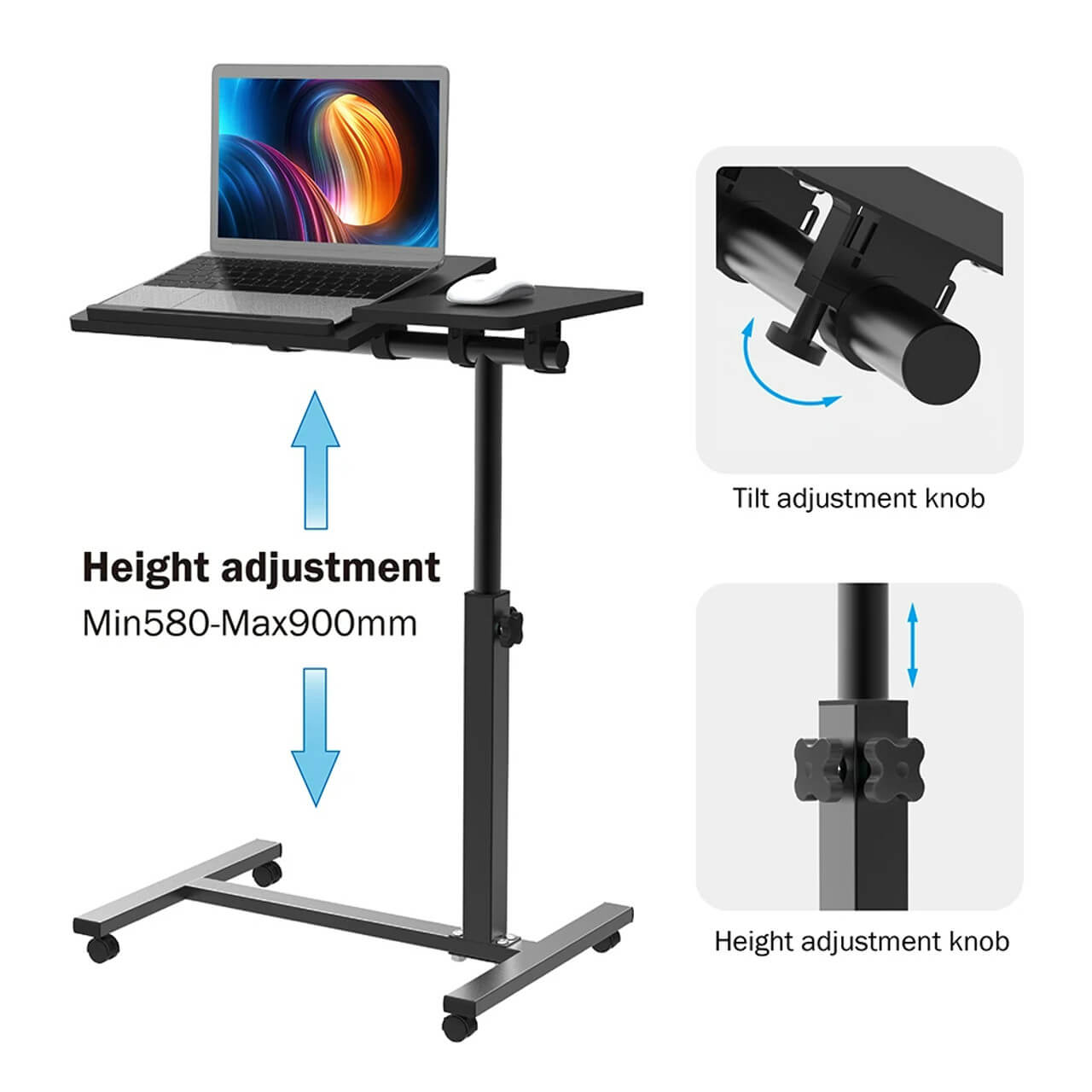 Foldable Laptop Table with Wheels