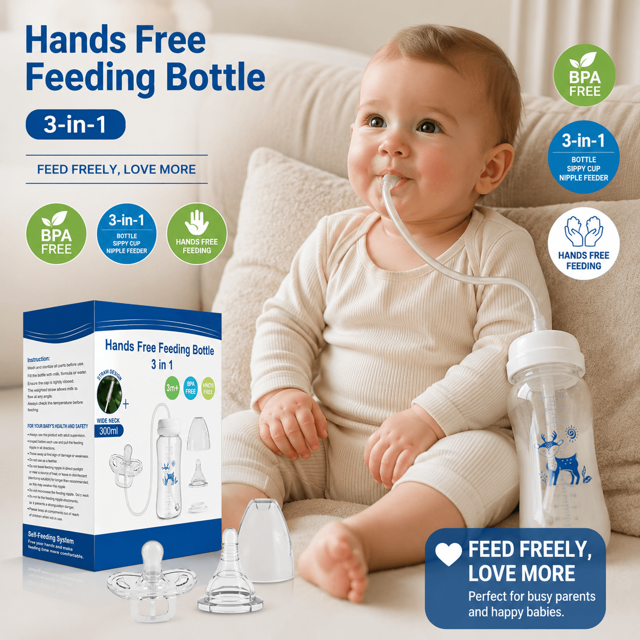 Hands-Free Feeding Baby Bottle